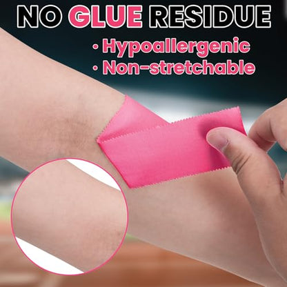 NUITPY 6 Pack Athletic Tape, Pink Sports Tape, Easy Tear Wrist Tape, Strong Adhesion Tapes for Boxing, Gymnastics, Hockey, Soccer, Lacrosse and First Aid - color: Pink-6 Rolls