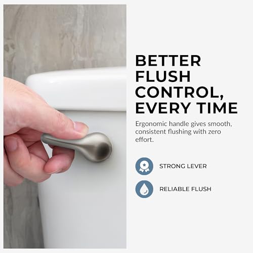 Qualihome Brushed Nickel Finish Front Mount Toilet Handle Replacement Kit, Universal Toilet Tank Flush Lever Fits Most Standard Front-Mount Toilet Tanks - color: Brushed Nickel