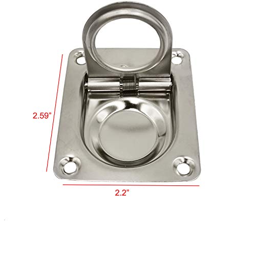 4 Pack Hatch Flush Ring Pull Boat Locker Flush Lift Ring Locker Marine 304 Stainless Steel for Deck Yacht Cabinet Home Furniture Recessed Lid Handle