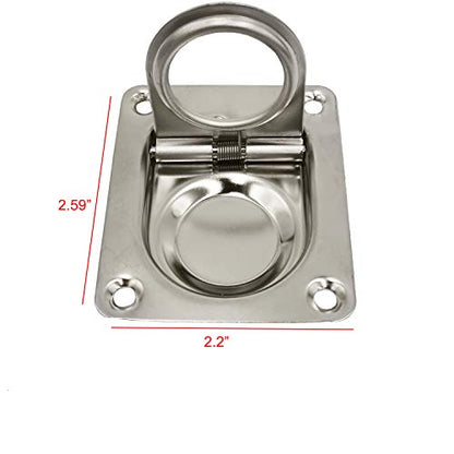 4 Pack Hatch Flush Ring Pull Boat Locker Flush Lift Ring Locker Marine 304 Stainless Steel for Deck Yacht Cabinet Home Furniture Recessed Lid Handle