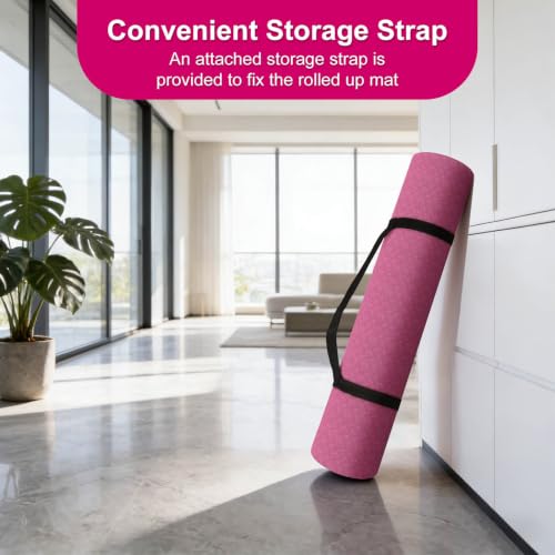 RINREA 72"x48" Extra Wide Yoga Mat, 8mm Thick Exercise Mat for Home Gym - color: Pink