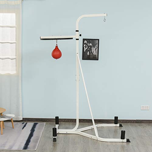 2 in 1 Punching Bag Stand, Adjustable Height Heavy Bag Stand with Weighted Base and Speed Bag, Freestanding for Home Gym