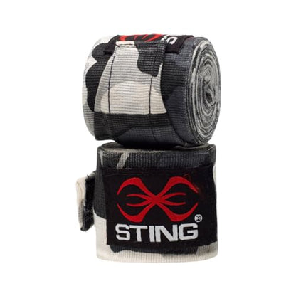 STING Elasticized Boxing Hand Wraps, Boxing Equipment for Professional Competition and Training - color: Snow Camo, size: 180 Inch