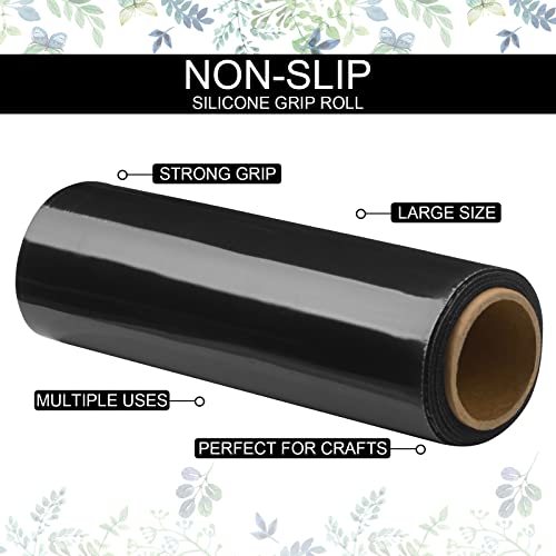 Treela 2 Rolls Non Slip Material Roll, 8 Inch x 3.25 ft Silicone Roll Cut to Size Non Slip Mat Large Table Pads Anti Slip Large Roll for Baking Drawer Crafts Counter Eating Aids Drawer (Black)