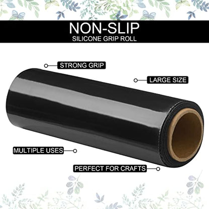 Treela 2 Rolls Non Slip Material Roll, 8 Inch x 3.25 ft Silicone Roll Cut to Size Non Slip Mat Large Table Pads Anti Slip Large Roll for Baking Drawer Crafts Counter Eating Aids Drawer (Black)