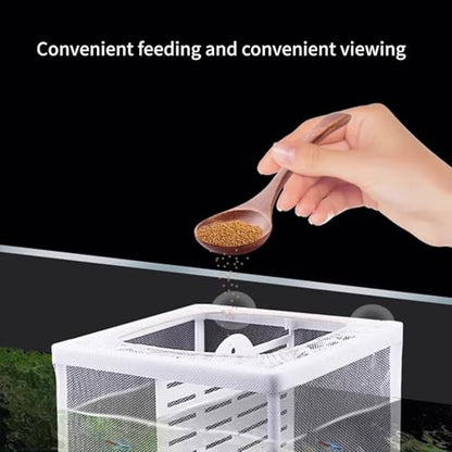 2PCS Protective Aquariums Breeding Cage Netting Nursery Tanks with Suction Cup for Fry Rearing and Secure Observation Spawning Box for Aquariums Fish - color: small