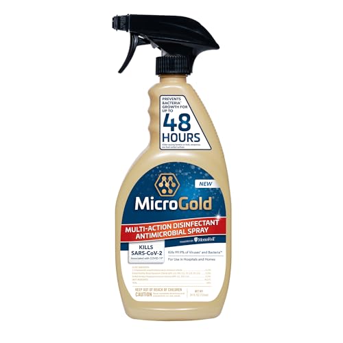 MicroGold Multi-Action Disinfectant Antimicrobial Spray Tested and Proven Effective to Kill the COVID-19 Virus, Kills 99.9% of Viruses and Bacteria, 24 Fluid Ounces, 1 Pack, Packaging May Vary - color: 1 Pack
