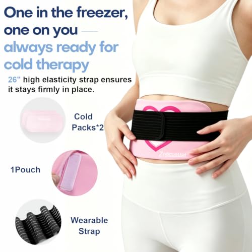 Gel Ice Packs for Injuries Reusable 2 Packs Hot Cold Gel Wrap with Strap - color: Pink-2 Pack-medium