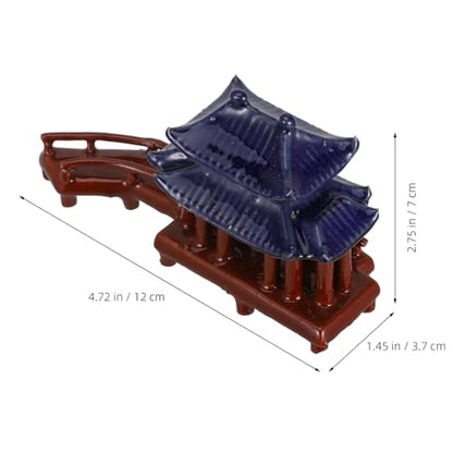 Levemolo Mini Curved Bridge Pavilion Statue Ceramic Fish Tank Decoration Bonsai Ornament for Landscape Realistic Design Sturdy Construction for Garden Aquarium Use