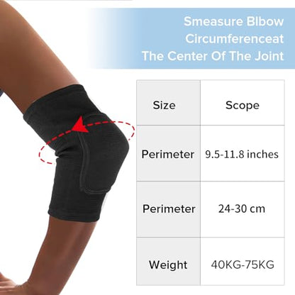 COMNICO Arm Brace Pads Elbow Protector Strap Pair, Breathable Anti-Collision Sponge Tendonitis Fitness Volleyball Basketball Tennis Golfers Knee Support Band for Kids Men Women Elderly - color: Black(40-75kg)