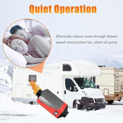 5KW Diesel Air Heater, 12V 5000W Diesel Parking Heater with LCD Display, Muffler Thermostat Remote Control, 10L Water Tank, Diesel Air Heater for Cars, Boats, Trucks (Red)