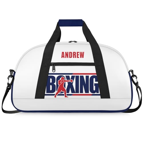 Custom Name Taekwondo Karate Duffle Bag for kids Boy Girls - Personalized Martial Arts Gear Bag - color: Boxing Navy Red