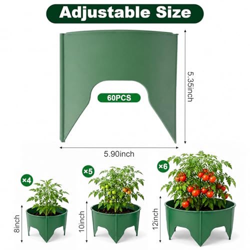 Planting Grow Rings, 30 Pcs Garden Border Segments for 8/10/12 Inch Plant Rings, Water Retention Root Watering, Seedling Protection for Raised Bed Vegetable Gardens, Easy Assembly (Green)