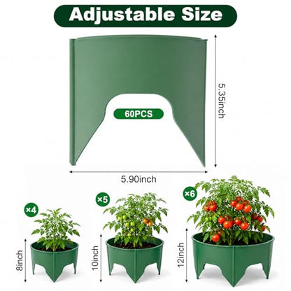 Planting Grow Rings, 30 Pcs Garden Border Segments for 8/10/12 Inch Plant Rings, Water Retention Root Watering, Seedling Protection for Raised Bed Vegetable Gardens, Easy Assembly (Green)
