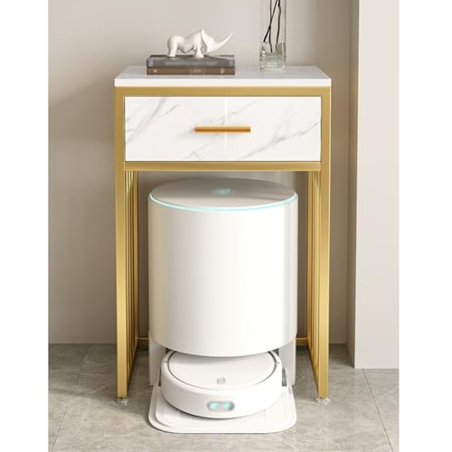 Sweeper Robot Storage Cabinet Sweeper Marble Shelves Above Living Room Fish Tank Shelf Sofa Side Table Storage Cabinet Sweeper Organizer(50x40x83cm) - size: 50x40x83cm