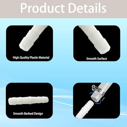 10PCS Plastic Hose Barb Fitting 5/16" x 5/16" Barbed Splicer Mender Joint Adapter Union Connectors for Aquarium Household Air Liquid Pipe Repair