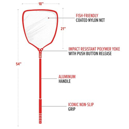 Bubba Telescoping Net with Non-Slip Grip, Collapsible, Adjustable, Durable Aluminum, Lightweight, for Fishing, Boating, and Outdoors - size: Small