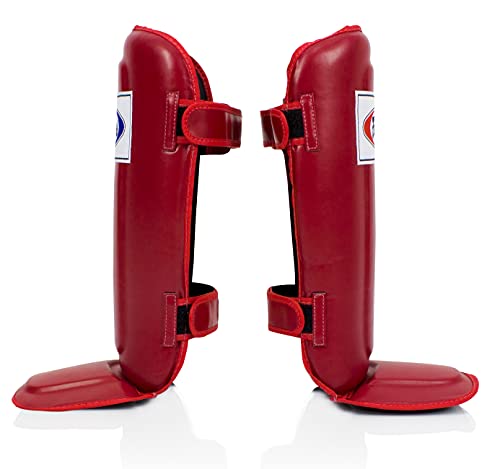 Fairtex SP3 Lightweight Shin Guards, Muay Thai MMA Avoid Shin Splints Gear - color: Red, size: X-Large