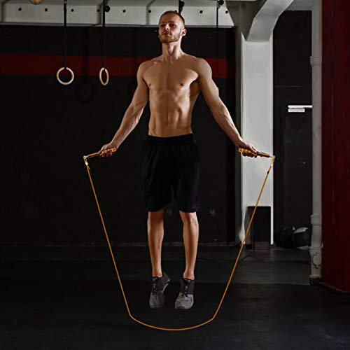 Jump Rope, Wastou Speed Jumping Rope for Training Fitness Exercise, Adjustable Adults Workout Skipping Rope for Men, Women, Kids, Girls - color: Gold