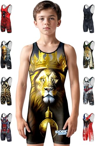 Exxact Sports Sublimated Adult & Youth Wrestling Singlet - color: Lion, size: Small
