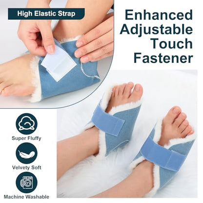 2 Pcs Sheepskin Heel Protectors for Pressure Sore Pad, Light Blue - color: Light Blue