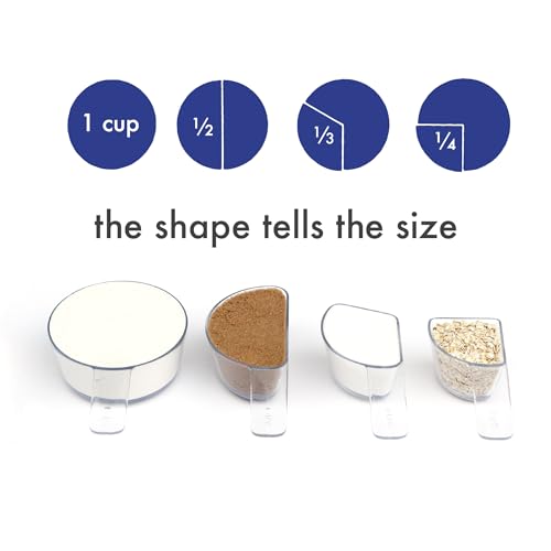 Visual Measuring Cups – Easy-Read, Fraction Shaped Measuring Cups – Clear, Shatterproof and Dishwasher Safe, Made in USA