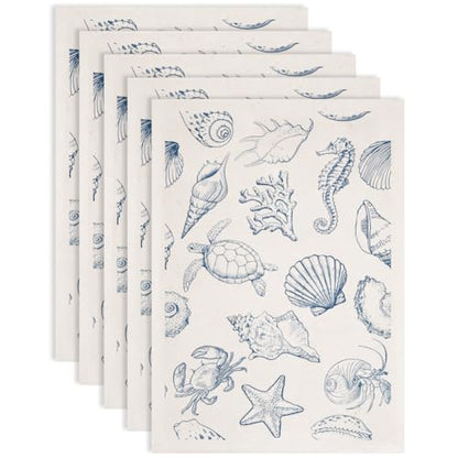 SUPERDANT 5PCS Marine Life Underglaze Paper Transfer Scallops Seahorses Turtles Transfer Paper for Clay Ceramic Porcelain Under Glaze Transfers for Pottery Enamel Decals Papers Handcrafted Gifts - style: Marine Life