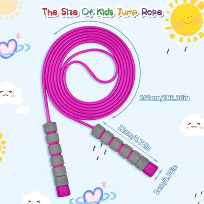 Jump Rope For Kids,Jump Rope Kids,Adjustable Soft Skipping Rope,Toddler Jump Rope With Skin-Friendly Foam Handles For Kids, Boys,Girls,Women, Men,Exercise Activity,Outdoor Fitness - color: Purple + Blue