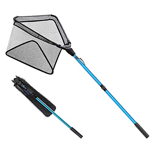 SAN LIKE Fishing Net Fish Landing Net Collapsible Fish Net with Anti-Slip Telescoping Rubber Pole Handle for Kids Adults in Saltwater Freshwater Multi-Size Extending to 37/42/43/51/69/71/89/98inch - color: Aluminum pole,length 47.2" to 68.8"