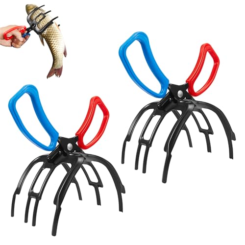 Lemon Sandy 2 PCS Fish Gripper, 3 Claw Fish Grippers for Fishing Pliers, Metal Control, Multi 3 Teeth Clamp Claw Grabber Tool for Most Freshwater Hook Remover, Tackle Holder