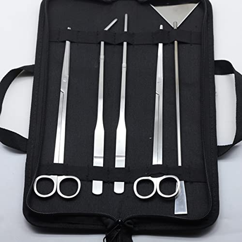 Toddmomy 5pc Set Aquarium Stainless Steel Scissor Tweezer Scraper Plant Maintenance Tools for Freshwater Saltwater Tanks