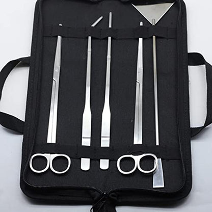 Toddmomy 5pc Set Aquarium Stainless Steel Scissor Tweezer Scraper Plant Maintenance Tools for Freshwater Saltwater Tanks