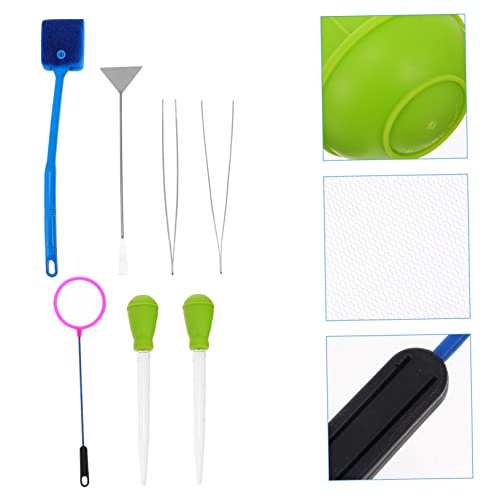 7pcs Aquarium Cleaning Tool Kit Fish Tank Maintenance with Tweezers Net and Brushes for Easy Daily Care Safe for All