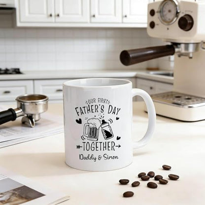 Custom Our First Father’s Day Together Mug Personalized New Daddy Coffee Cup Unique First Time Dad Gift Keepsake for Papa from Baby Photo Coffee Mug Birthday Present Cute Novelty Dad Cup - color: 7
