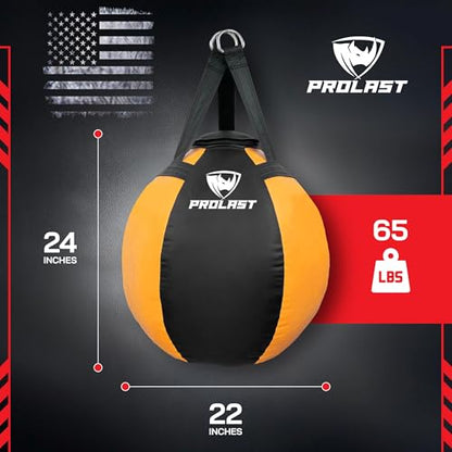 Wrecking Ball Heavy Punching Bag for Adults, Hook and Uppercut, Body Snatcher, Boxing, MMA, Muay Thai, 65 lbs - color: Yellow / Black, size: Filled