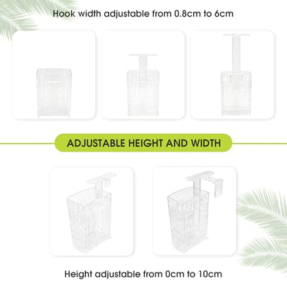 4 PCS Upgraded Aquarium Plant Holder, Adjustable Thickness Height Fish Tank Plant Holder with 4 Extension Hooks and 4 Suction Cups for Fish Tank Aquaponic Plant Cultivation (Clear)