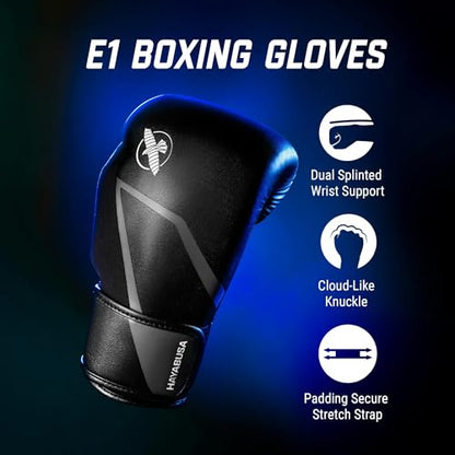 Hayabusa E1 Boxing Gloves for Men and Women - color: Black/Grey, size: 16oz