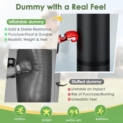 Football Tackle Dummy, Youth Tackling Dummies for Football Training, Unfilled Drill Equipment, College Practice Blocking Pad with Reinforced Handles, Wrestling, MMA, Basketball & Soccer Hitting Bag