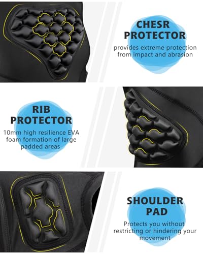 Youth Padded Compression Shirt Vest Rib Chest Protector Football Baseball - color: Black-white, size: Medium