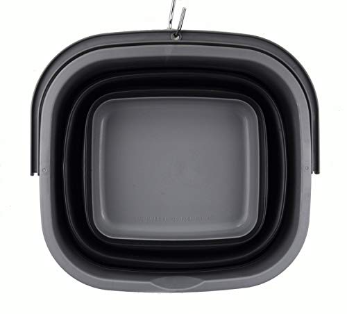 SAMMART 11L (2.9 Gallon) Collapsible Rectangular Handy Bucket (1, Grey/Black)