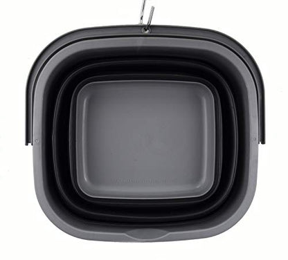 SAMMART 11L (2.9 Gallon) Collapsible Rectangular Handy Bucket (1, Grey/Black)