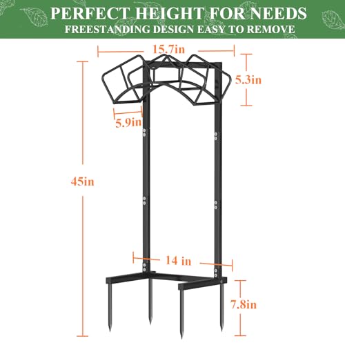 Super Stable Garden Hose Holder, Detachable Water Hose Holders Stand Holds 160-Feet Freestanding Hose Storage Hanger Rack for Outside Yard Lawn Farm (Black) - color: Black