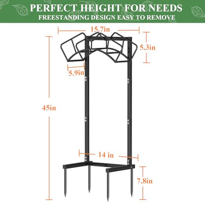 Super Stable Garden Hose Holder, Detachable Water Hose Holders Stand Holds 160-Feet Freestanding Hose Storage Hanger Rack for Outside Yard Lawn Farm (Black) - color: Black