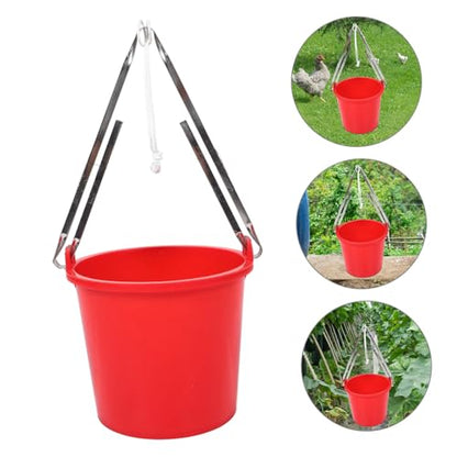 Heavy-Duty Utility Bucket Stainless Steel Grip Handle Versatile Mopping and Cleaning Pail for Home Fishing and Camping Vibrant Red Stand for Easy Use