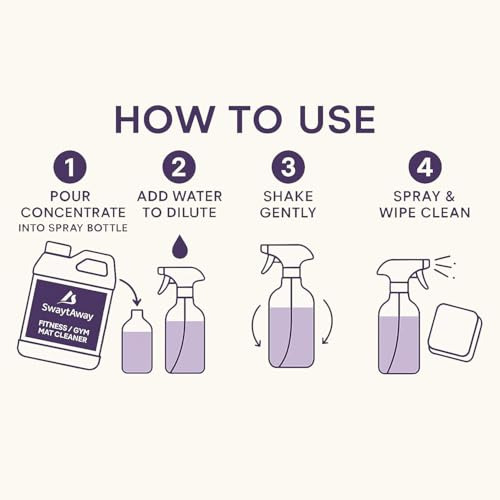 SwaytAway Fitness Mat Cleaner Concentrate Lavender, 32oz Makes 4 Gallons | No-Slip No-Residue Essential Oil Formula, USA Made Aromatherapy Yoga Mat Spray for Home & Studio, Natural Cleaning Solution - size: 32 oz - 1 Pack