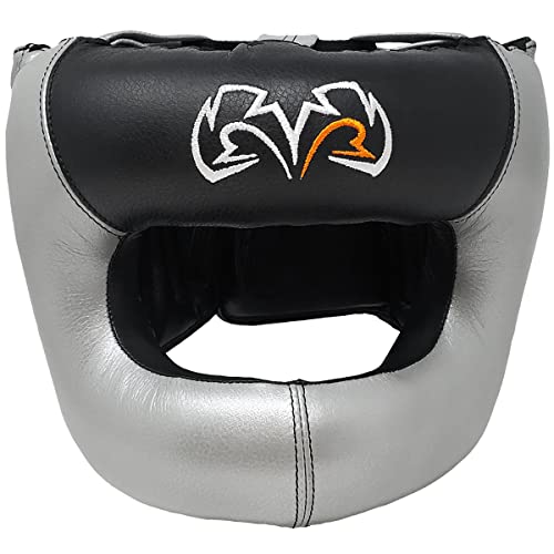 RIVAL Boxing RHGFS3 Face-Saver Sparring Headgear - Wide Eye Opening, Premium Leather, and Thermoplastic Inner Frame - color: Silver, size: Small-Medium