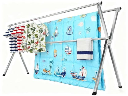 Drying Racks Clothing for Outdoor with 20 Windproof Hooks | Stainless steel Sturdy Lightweight Frame Foldable Portable Design for Indoor and Outdoor Sun Drying of Garments 81.55In - size: 81.55 inches