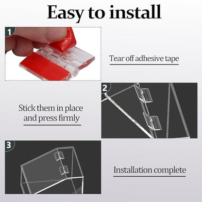 20 Pcs Acrylic Small Hinges, Self Adhesive Plastic Hinges, Clear Foldable Tools for Crafts, Aquarium Lid, Cabinet, Glass Furniture, and Display Stand (35x30mm) - size: 35x30mm