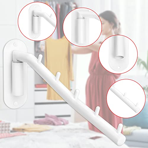 Sumnacon Clothes Hanger Rack，Wall Mount Garment Hook with Swing Arm，White - color: White