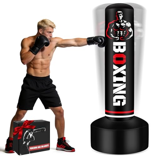 Heavy Punching Bag for Adults Teens, 70" Freestanding Punching Bag with Stand Kickboxing Bags, Women Men Heavy Boxing Bag for Beginners Training MMA Karate Muay Thai Fitness